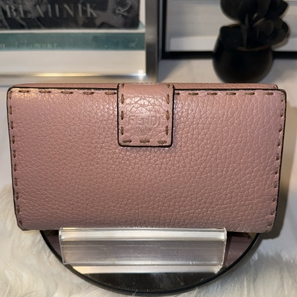 Fendi Wallet Selleria Peekaboo Long Bifold Pink Double Open Women's Leather - Picture 5 of 17
